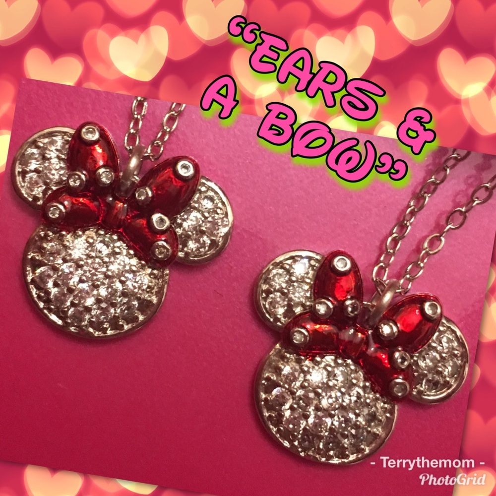 16” CZ inlay Mouse head pendant (red or pink)